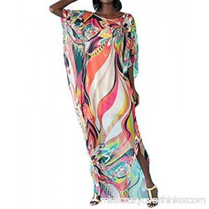 HAXICO Women's Print Chiffon Swimwear Turkish Kaftans Cover up Caftan Beach Long Dress Colorful B07DNZ12P5